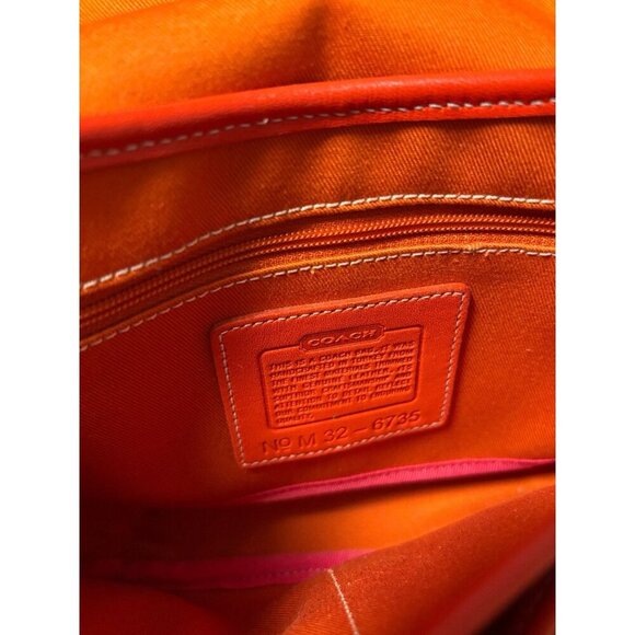 Coach Pink &‎ Orange Canvas Park Crossbody Bag, Color-block Leather Trim - Picture 8 of 8